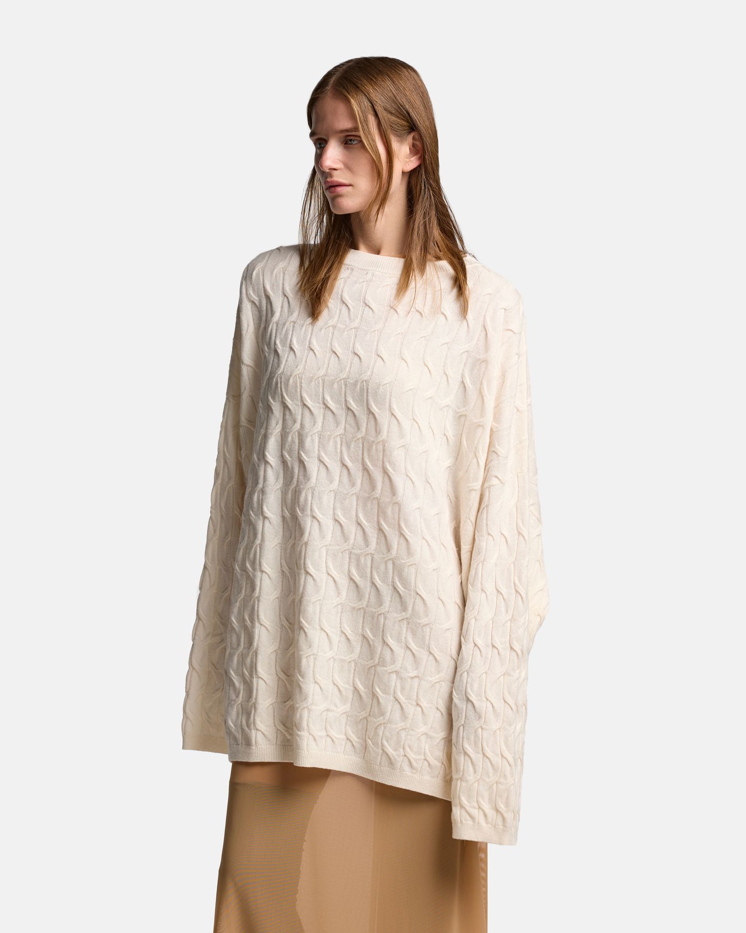 СВИТЕР С КОСАМИ ИЗ ШЕРСТИ И КАШЕМИРА