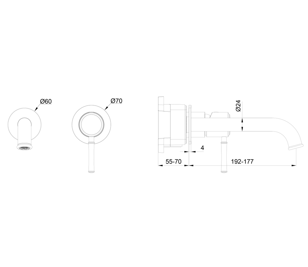 Смеситель для раковины встраиваемый WONZON & WOGHAND TOR, Черный матовый (WW-88869073-MB)