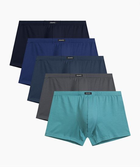Трусы мужские боксеры (5шт), Atlantic 5SMH-002, хлопок, темно-синий + темно-голубой + светло-зеленый + индиго + темно-голубой