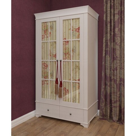 Шкаф 2х дверный со стеклянными дверями «Бейли» белый воск