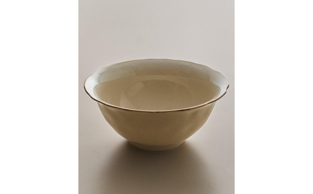 Zara Home блюдо сервировочное из каменной керамики, цвет кремовый, 26.5 см