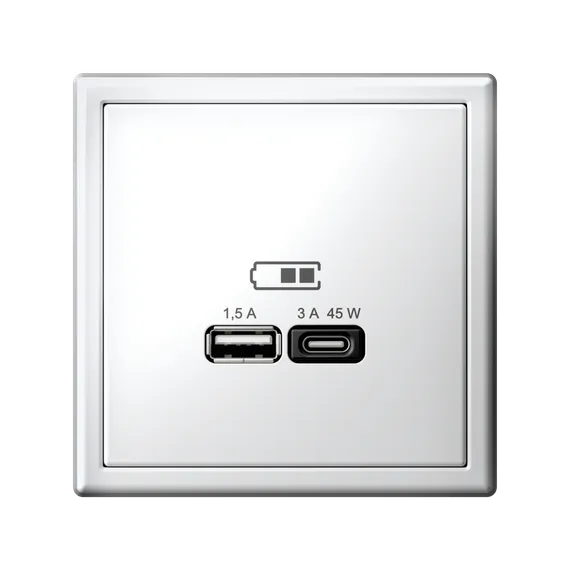 Розетка USB ArtGallery тип A+C 45Вт QC PD высокоскор. ЗУ механизм бел. SE GAL000129