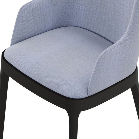 Стул с подлокотниками Magda без стежек,  массив бук, рогожка голубой