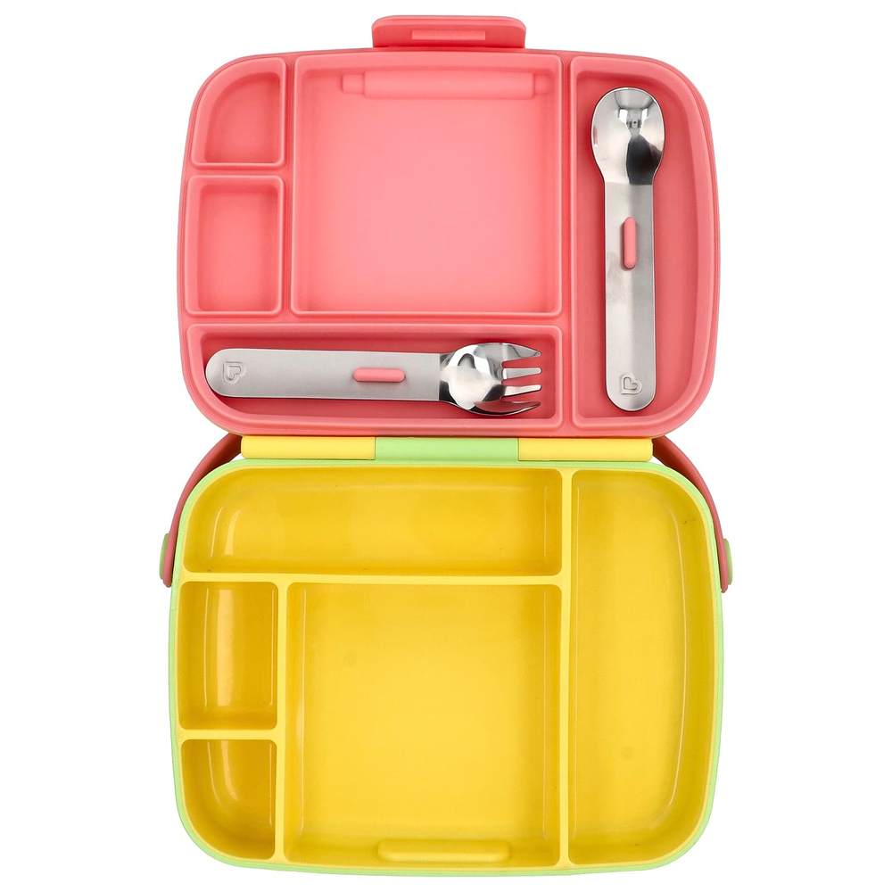 Munchkin, Lunch ™, Bento Box с посудой, для детей старше 18 месяцев, желтый, набор из 3 предметов