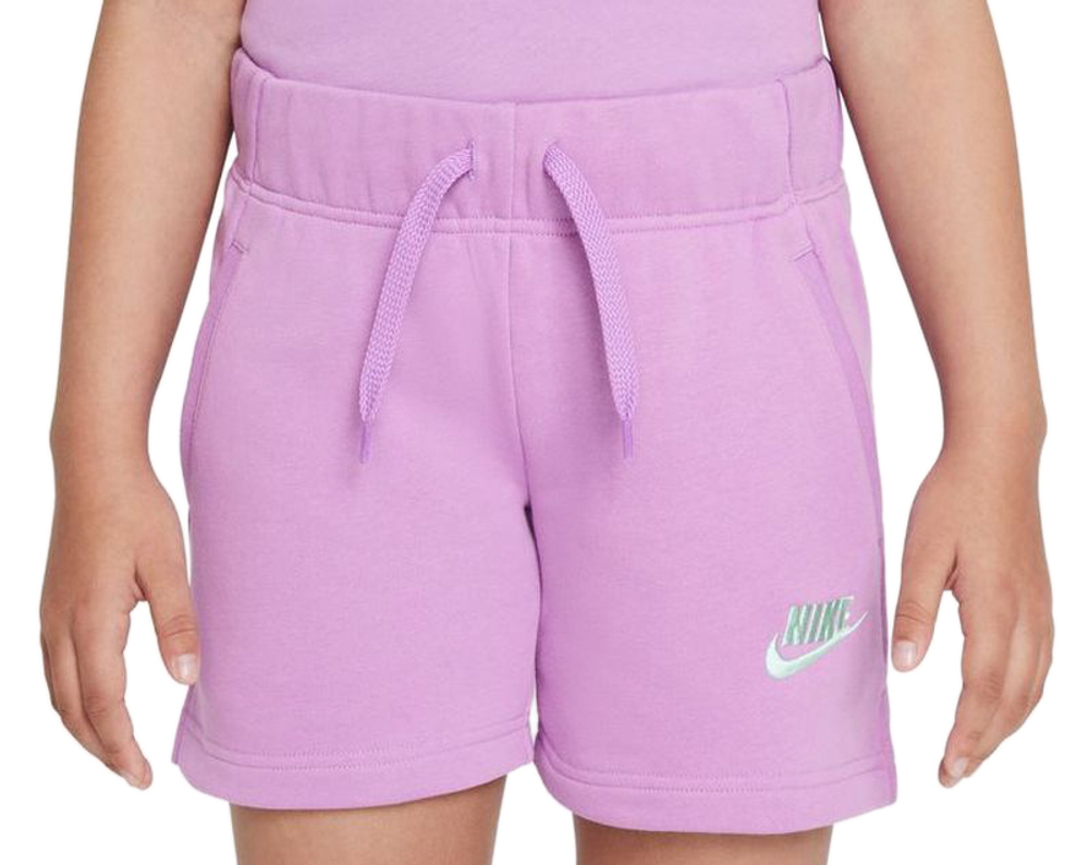 Шорты для девочки теннисные Nike Sportswear Club FT 5 Short G - violet shock/mint foam