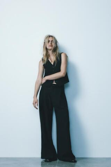 ZARA ЖИЛЕТ С ХЛЯСТИКОМ, ЧЕРНЫЙ