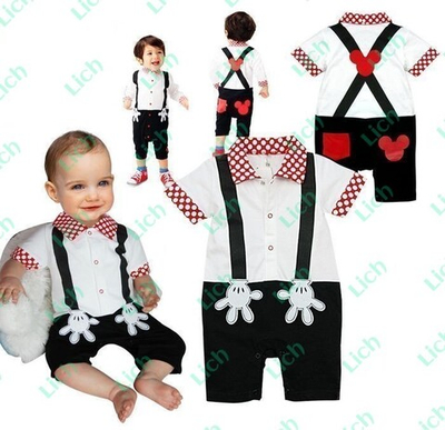 Песочник в виде рубашки и шорт с аппликацией Микки Мауса