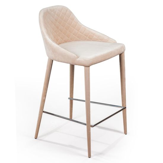 Стул полубарный Douglas, бархат бежевый