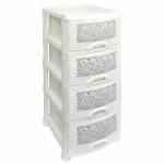 Комод 4 секции без декора Ажур бел/мрам