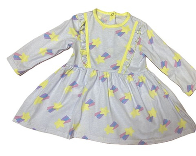 Платье сиреневое со звездами из кулирки (100% хлопок) на рост 86 см