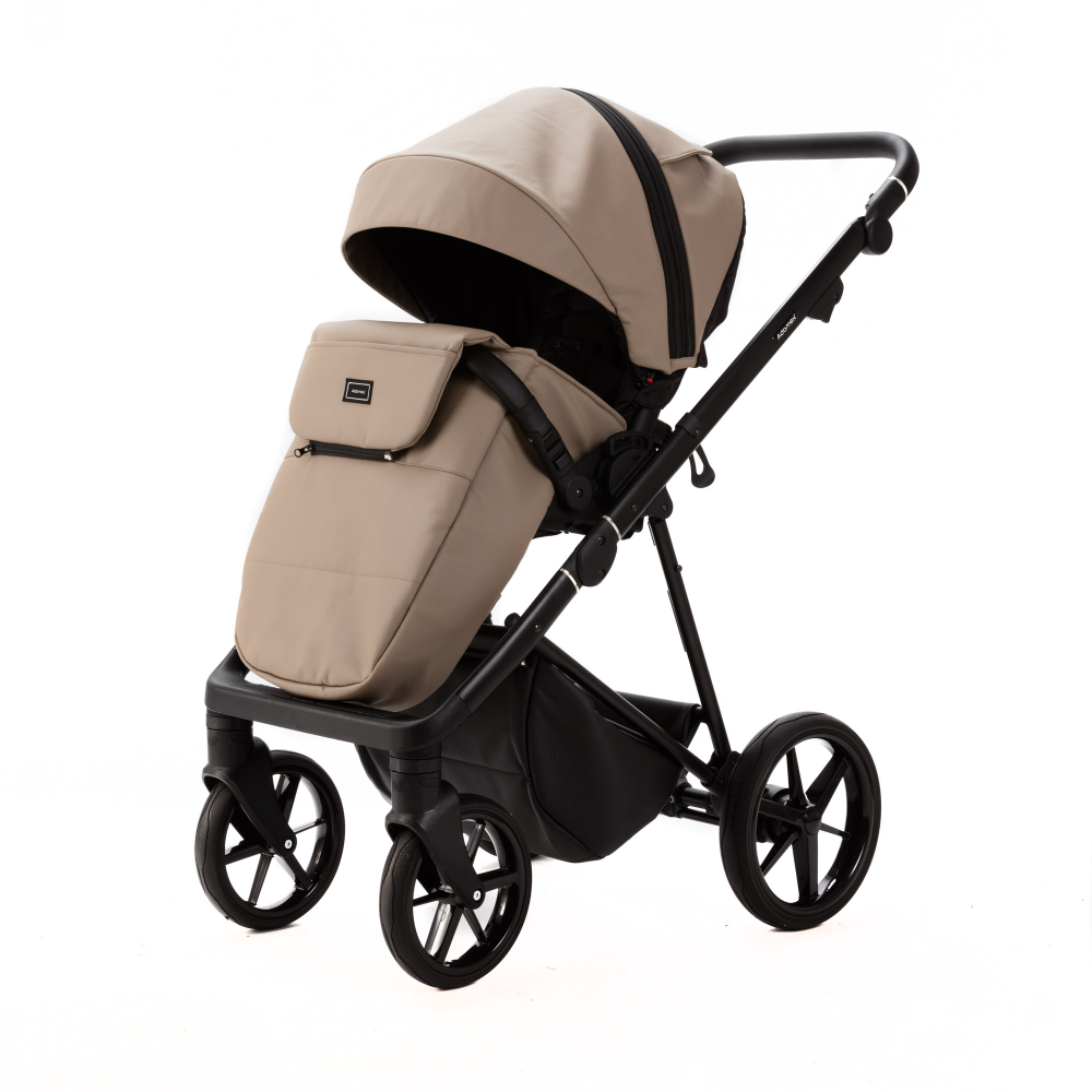 Детская универсальная коляска Adamex Vasco Deluxe V-SA9 2 в 1, Темно-бежевая Экокожа