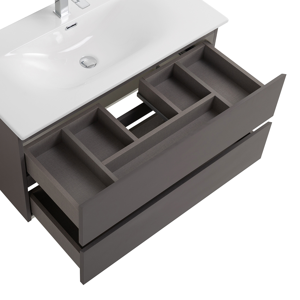 Тумба с раковиной подвесная BelBagno KRAFT-800-2C-SO-GSO Темно-Серый матовый, раковина белая BB-8099-80