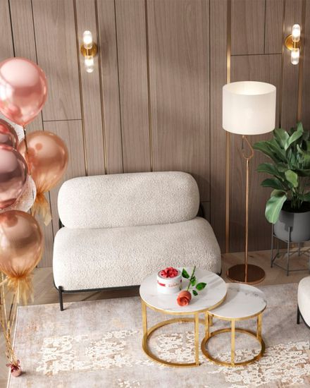 Диван Стоун new ткань букле молочный