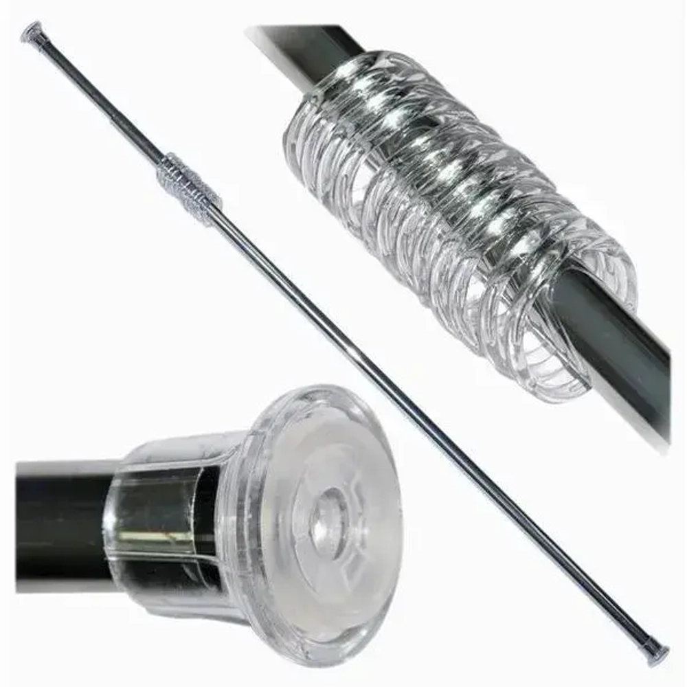 Карниз для занавески в ванную комнату раздвижной 210 см в комплекте с кольцами (металлик)