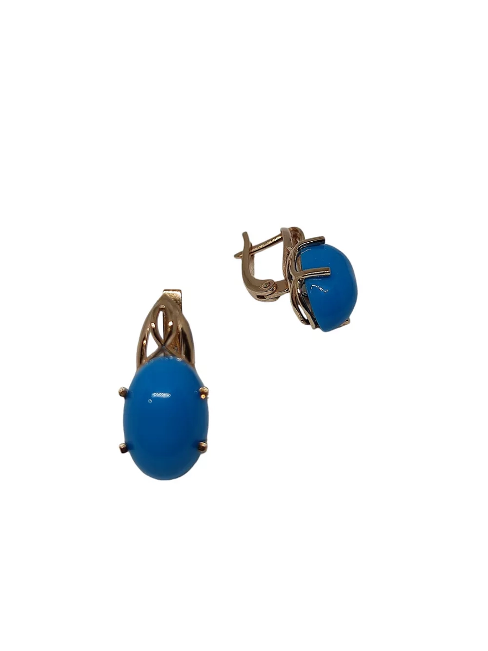 Серьги бижутерные с бирюзой прессованной