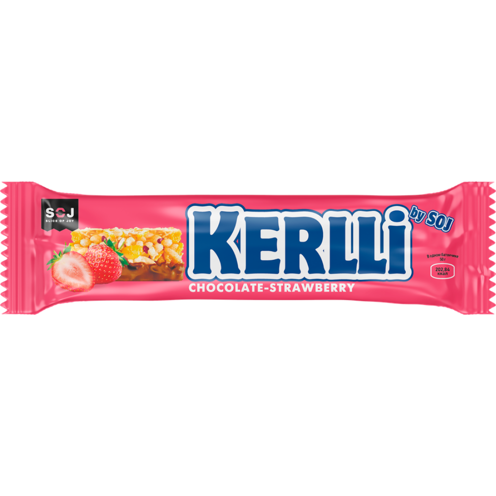 Батончик злаковый Kerlli с клубникой в молочном шоколаде 50 гр