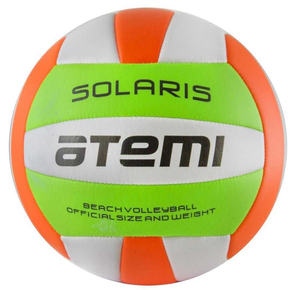 Мяч волейбольный Atemi SOLARIS, синтетическая кожа PVC foam, 18, зеленый/белый/оранжевый