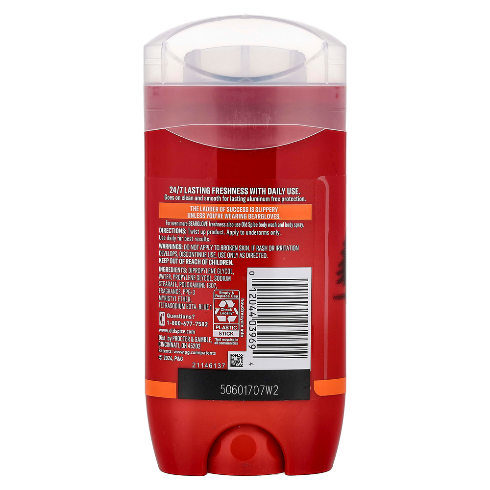 Old Spice, Bearglove, дезодорант-стик, без алюминия, фруктовый вкус, 85 г (3 унции)