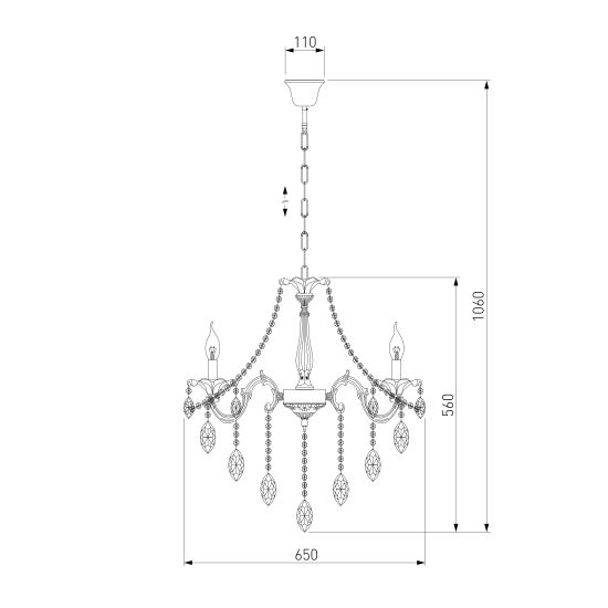 10108/5 / подвесной светильник / белый/прозрачный хрусталь Strotskis