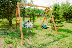 Деревянные качели с качелями гнездо 60 см и качелями гнездо Свиби