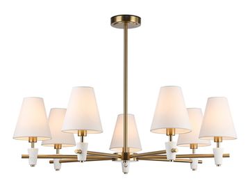 Люстра на штанге с абажурами и мрамором 7*Е14 LH75045/7 BS/WH латунь/белый High Light Ceramo Classic Ambrella