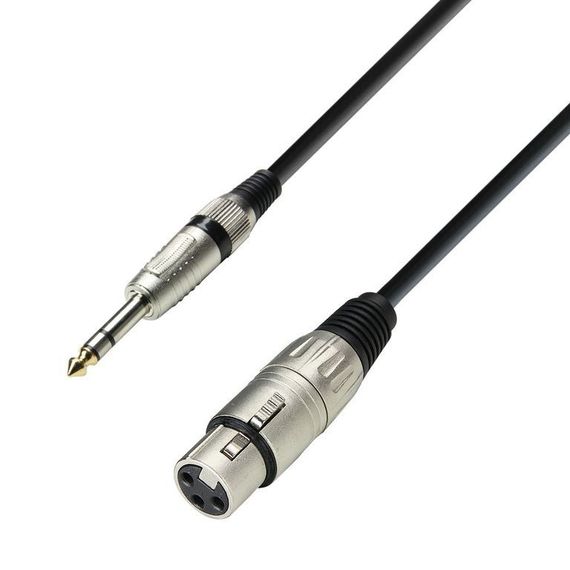 Adam Hall K3 BFV 1000 - кабель микрофонный, XLR (F) - TRS (jack) stereo 6.3 mm, 0.31 мм2, 10 м