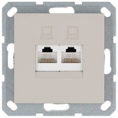 Интернет розекта 2х терминальная 6 категория, цвет тауп