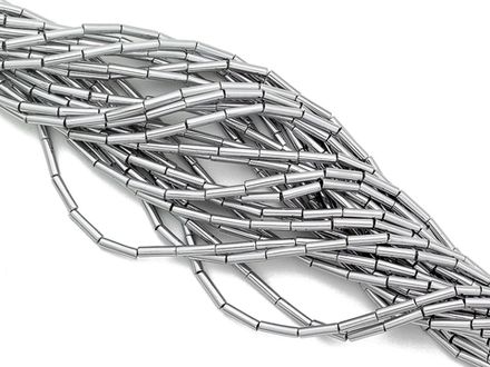 Нить гематитовых бусин "Трубочки" 2х8мм