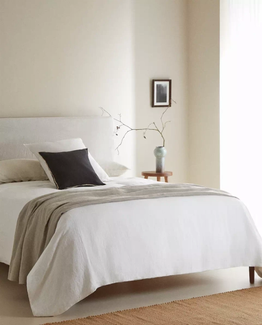 ZARA HOME ПОДОДЕЯЛЬНИК ИЗ СТИРАННОГО ЛЬНА, БЕЛЫЙ