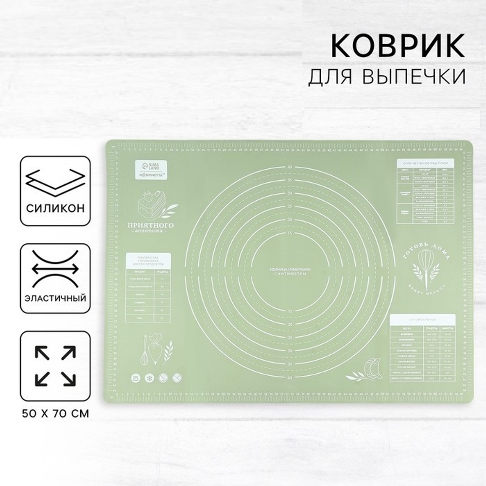 Силиконовой коврик для выпечки «Приятного аппетита», 50×70 см