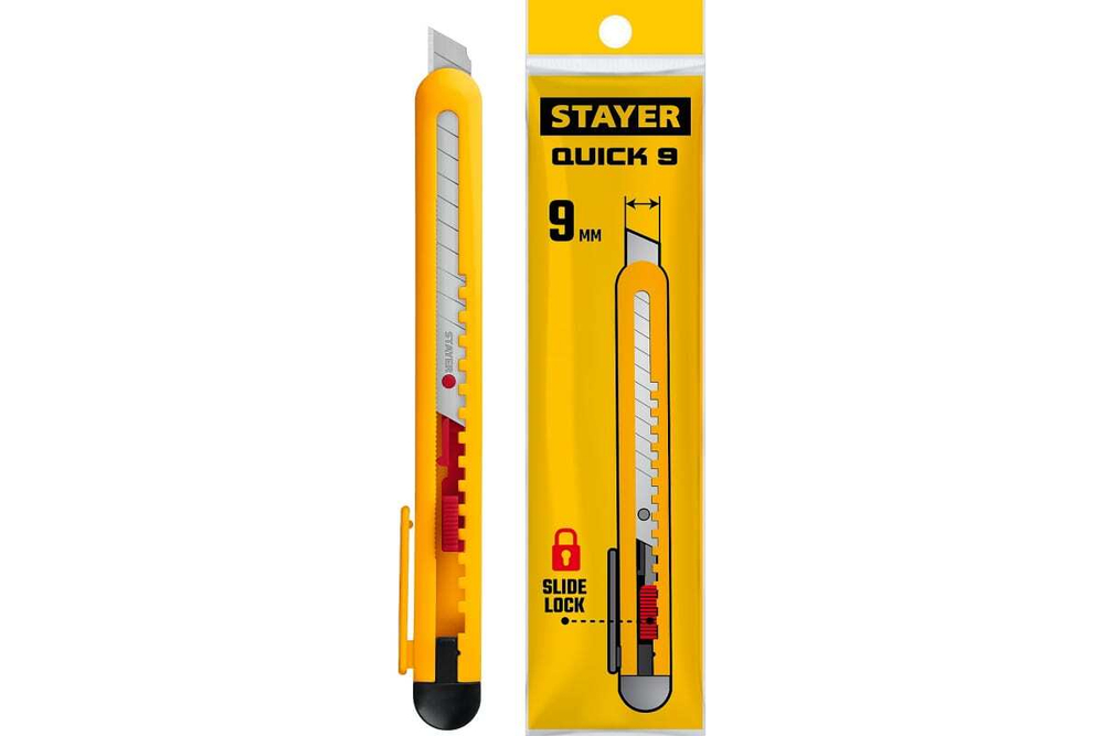 Нож STAYER Quick-9 из АБС пластика, сегментированные лезвия 9 мм 0901_z01