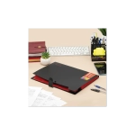 Папка на кнопке А-4 5 отделений, BRAUBERG "Extra", черная с красным, 274095
