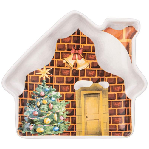 Тарелка Agness "С Новым годом!" домик 23.5х19х2.5см