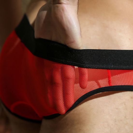 Мужские трусы брифы в сетку красные Superbody Breathe Brief