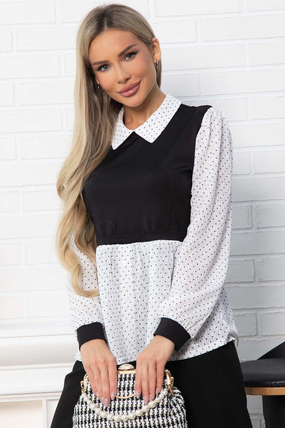 Блуза Жозетта (черно-белая) Б14839-3М LT Collection