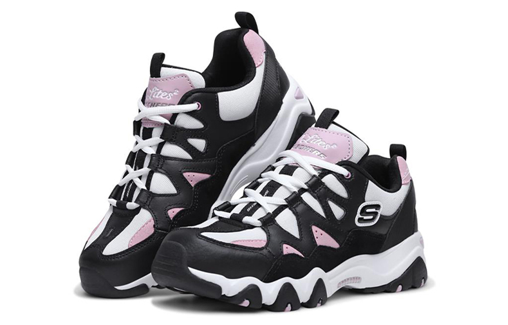 Skechers D'LITES non-slip wear-resistant lightweight low-cut sports casual shoes women's black pink white