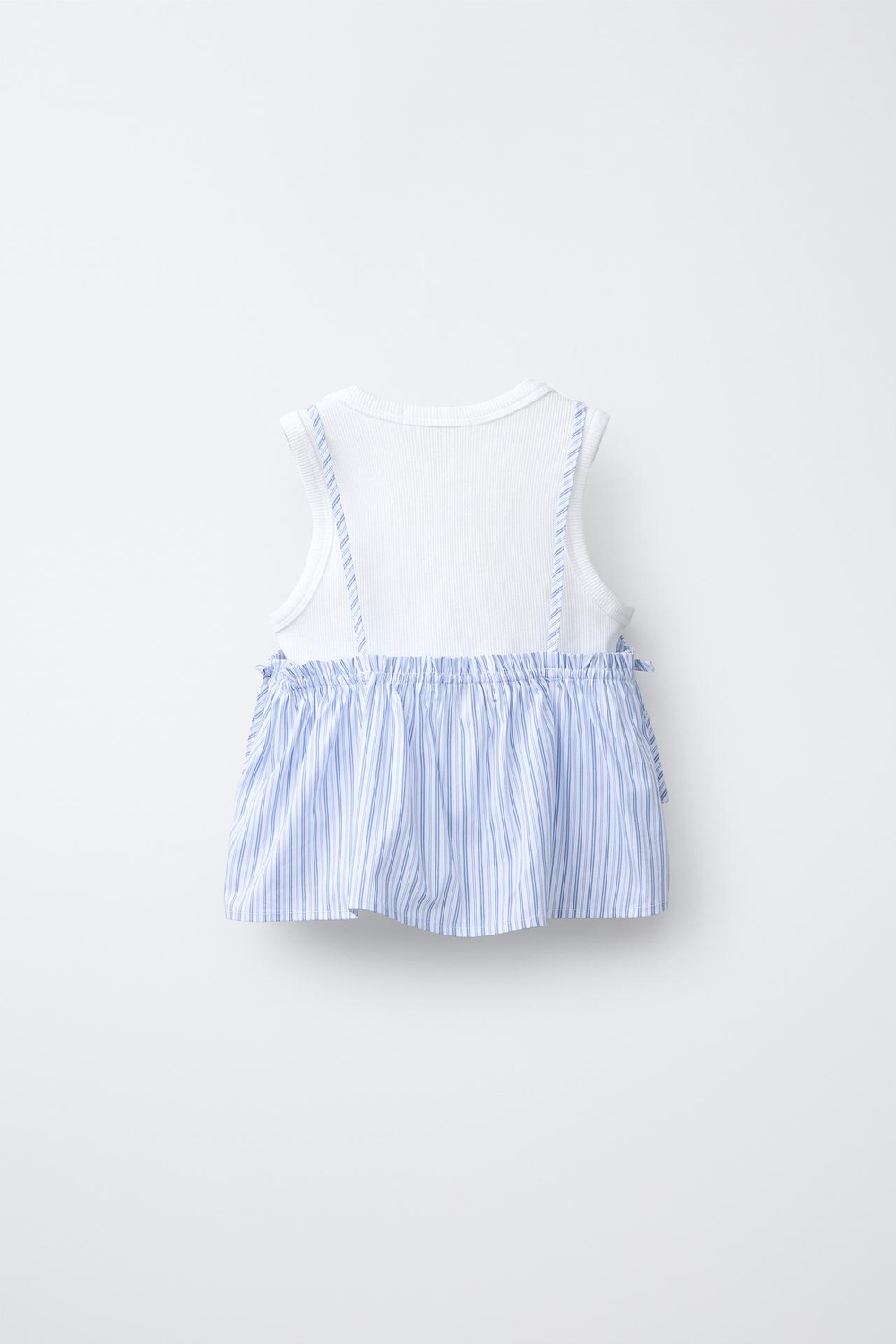 ZARA ТОП В ПОЛОСКУ С ФУТБОЛКОЙ В РУБЧИК, СИНИЙ