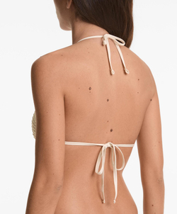OYSHO Топ бикини с треугольными чашками из кроше, экрю