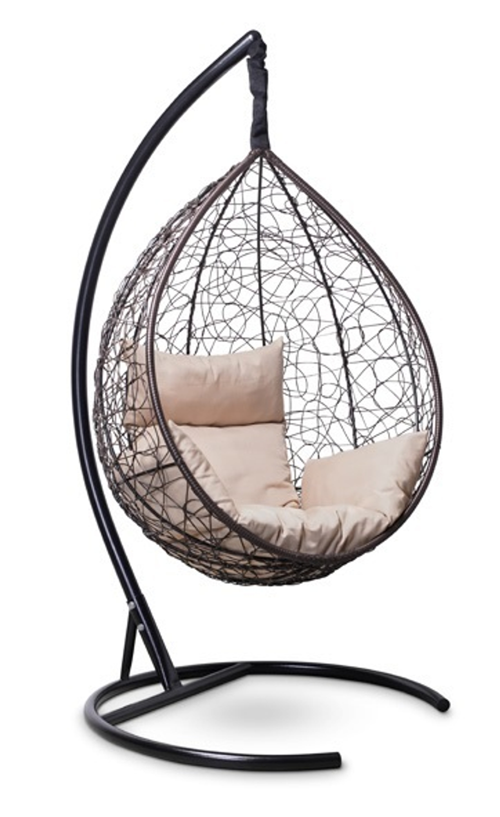 Подвесное кресло-кокон SEVILLA коричневое, бежевая подушка (Laura Outdoor)