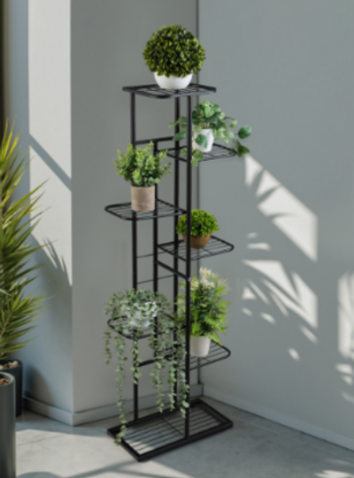 Подставка для цветов Greengo, 7 полок, 43×22×126 см, напольная, металл, чёрная