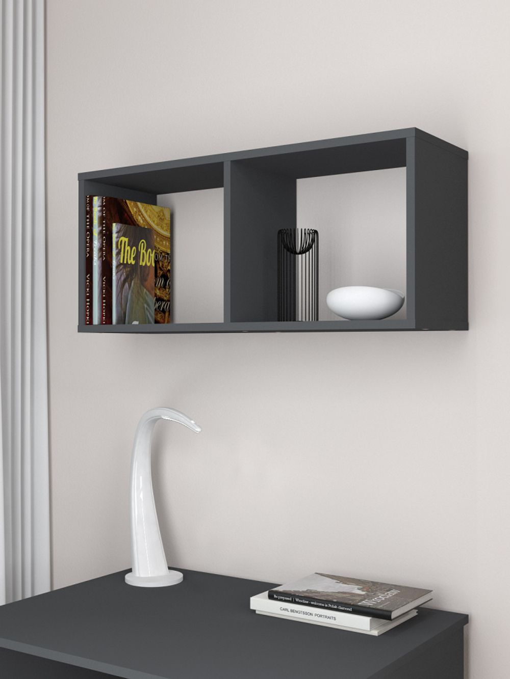 Полка навесная 800 Дублин (графит), МФ 1+1