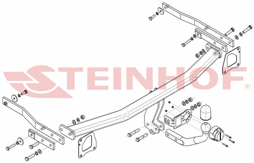 Фаркоп на Renault Megane III хетчбек 5 дверей 11/2008-2016 без подрезки бампера (паспорт и сертификат в комплекте)(без электрики) Steinhof.R-112