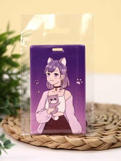 Держатель для карт Аниме "Cute cat Girl" (6,5 х 10,4 см)