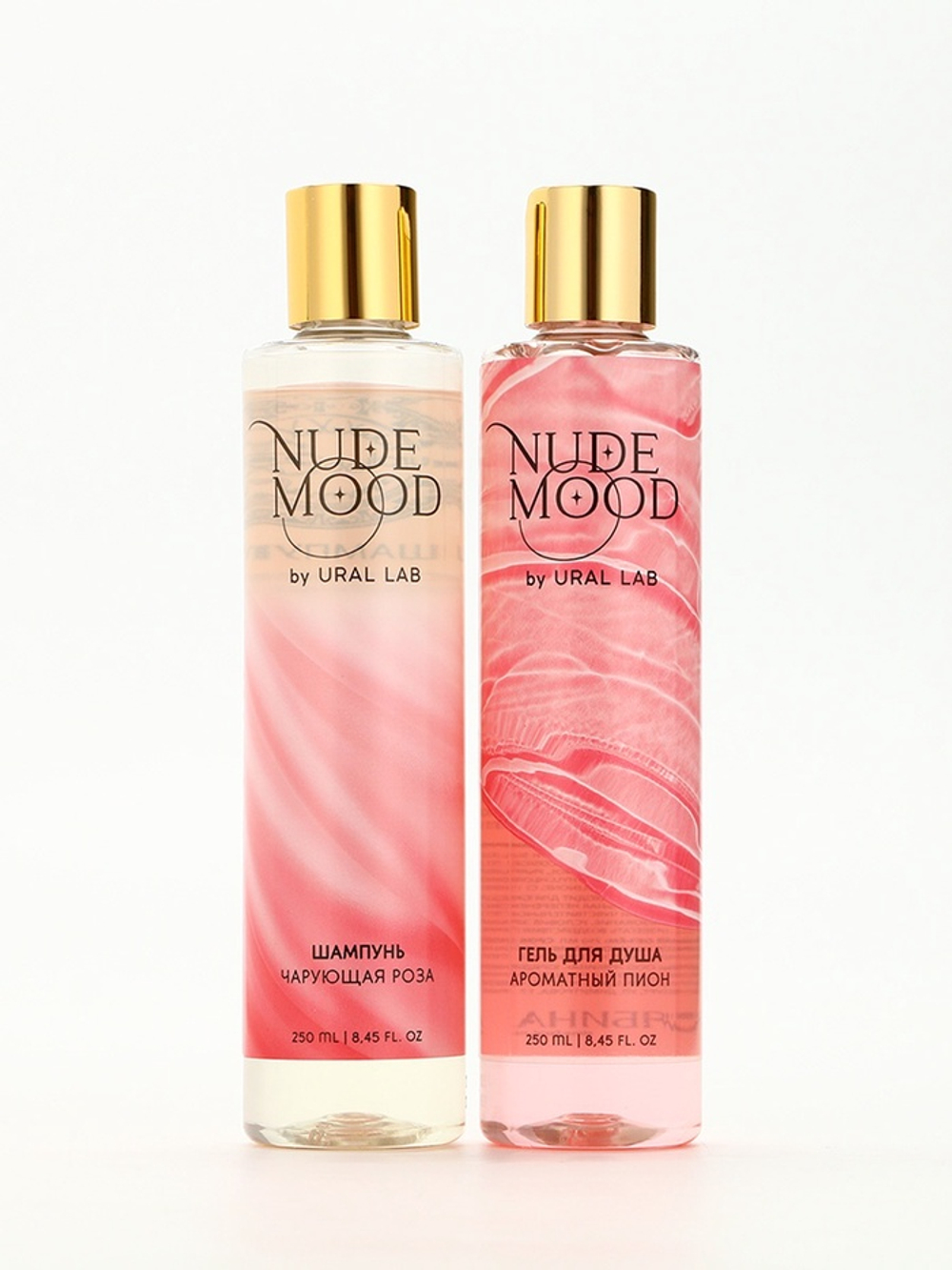 Подарочный набор NUDE MOOD, гель для душа и шампунь для волос, 2×250 мл, аромат розы и пиона, URAL LAB