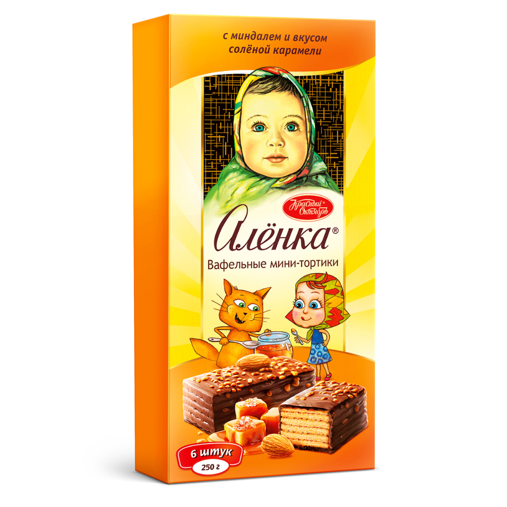 Вафельный торт Аленка с миндалем и соленой карамелью 250 гр