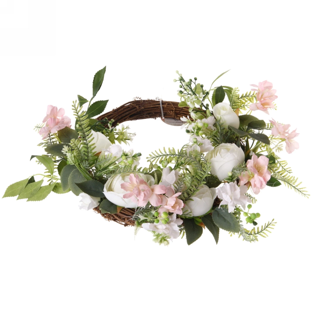 Цветы искусственные венок «Сказка» 42см нежно-белый