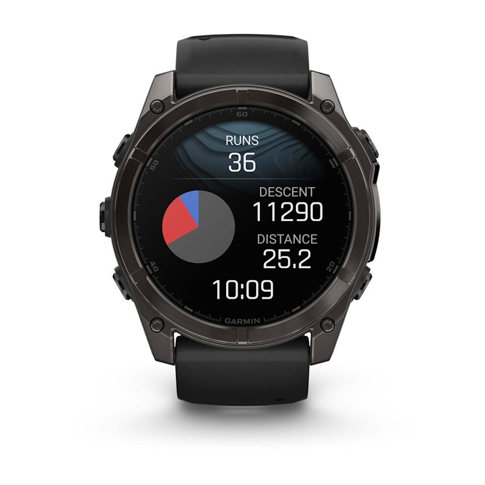 Смарт-часы Garmin Fenix 8, AMOLED Sapphire, 51 мм, угольно-серый DLC, пепельно-черный силиконовый ремешок, 010-02905-21