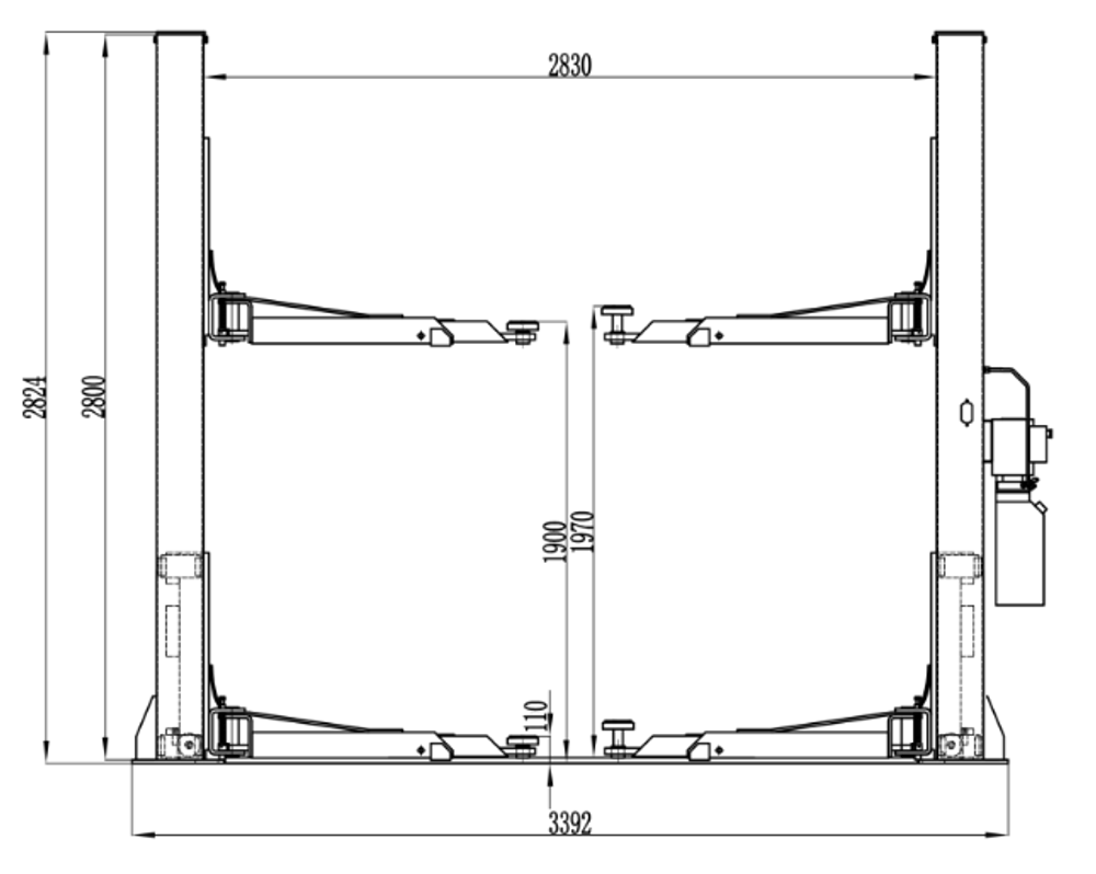 ТЕМП T4 Подъёмник электрогидравлический двухстоечный с нижней синхронизацией, 4 т, 220 В, серый