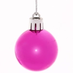 Новогодние шары 4 см (набор 6 шт) «Микс фактур», фуксия