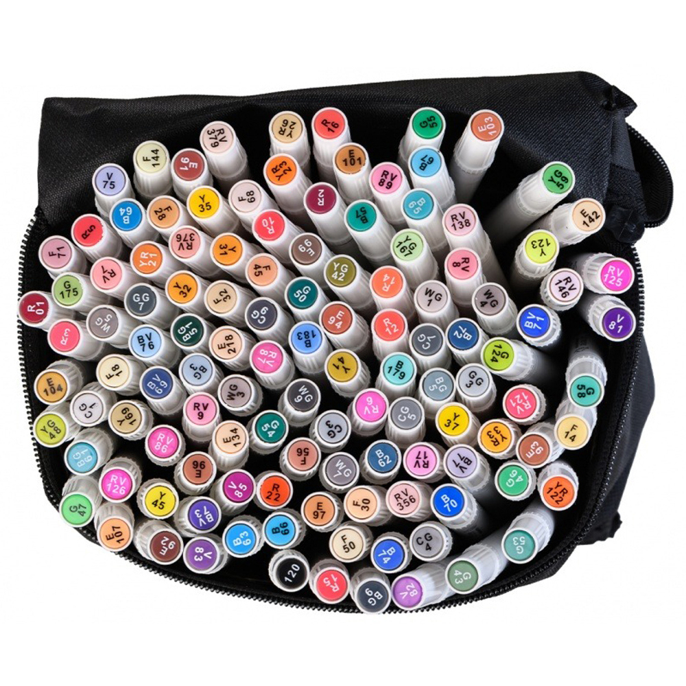 Маркер для скетчинга, двусторонние, Basir, круглые, 12 мм, спиртовые, 120 шт